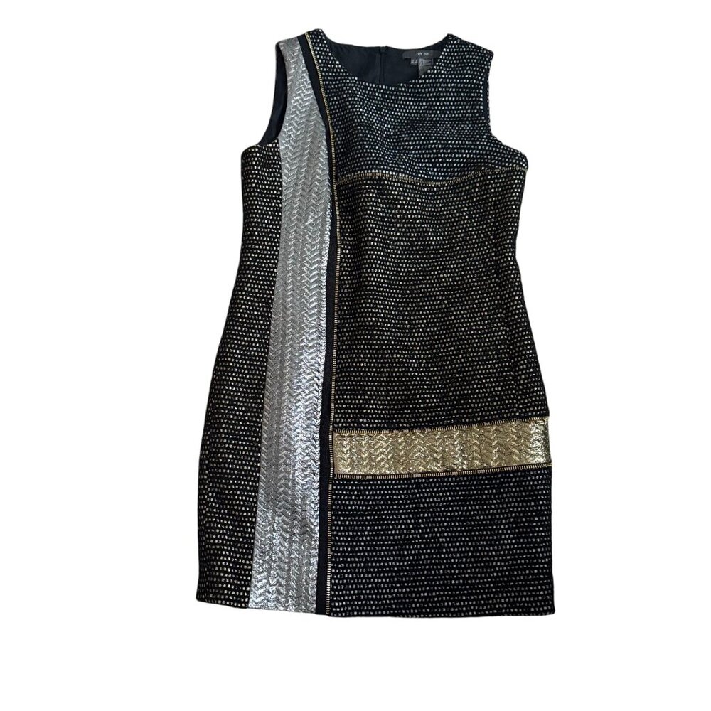 Per Se Black Mini Dress with Gold & Silver Accents